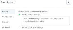 Convertkit sikeres feliratkozás szöveg